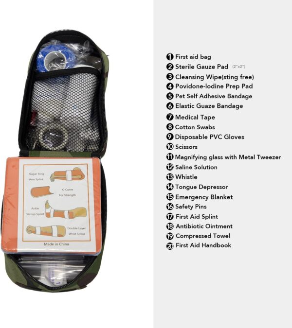 ZeekPet Pet First Aid Kit Portable Adventure Medical Travel Kit Perfect for Outdoor Activities with Dog or Cat- First Aid Splint Multi-Function Magnifying Glass & Emergency Blanket - Image 5