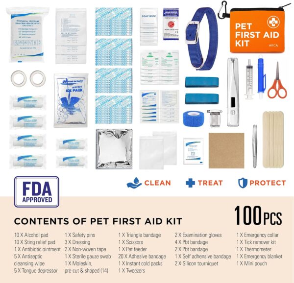 ARCA PET First Aid Kit 3 Piece Set - Each for Home, Car & Travel. Dog First Aid Kit with Thermometer, Tick Remover Kit & Many More - Image 3