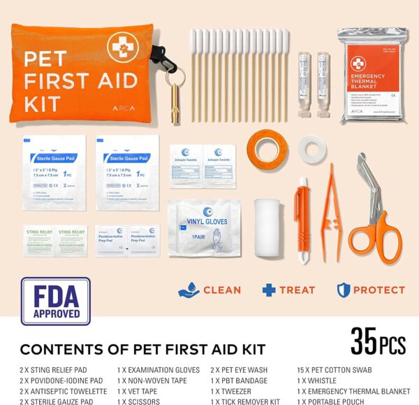 ARCA PET First Aid Kit 3 Piece Set - Each for Home, Car & Travel. Dog First Aid Kit with Thermometer, Tick Remover Kit & Many More - Image 4