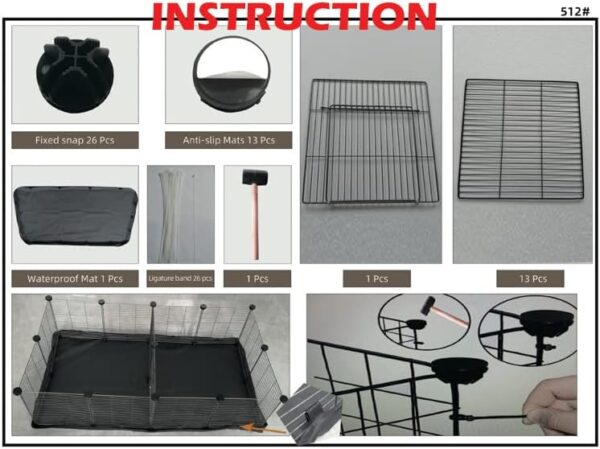 48" Extra Large Guinea Pig Dwarf Rabbit Habitat Yard Hamster Turtle Critters Cage Center Divider with Door Mice Bunny Hedgehog Enclosure with Waterproof Bottom Canvas - Image 8