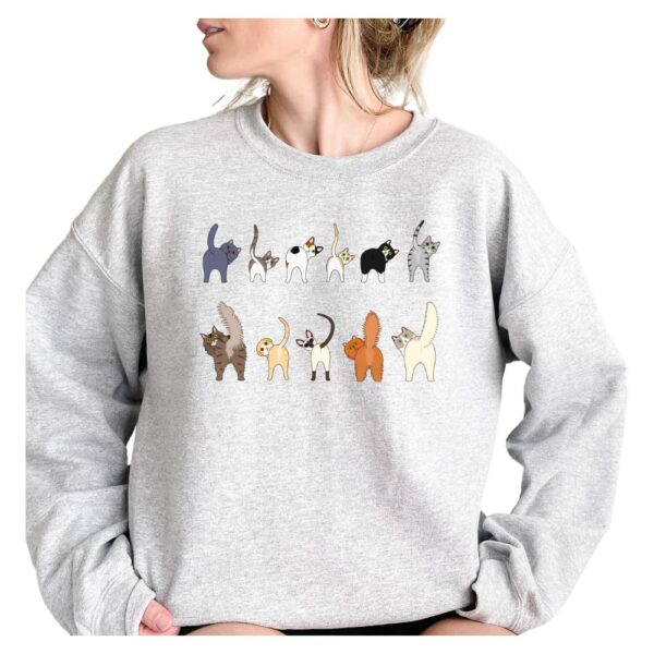 Cat Butt Sweatshirt, Cat Lover Sweater, Cute Cat Lover Sweatshirt, Trendy Cat Shirt, Meow Meow Sweater, Cat Owner Gift Shirt, Cat Lover Tee, Pet Lover Outfit, Funny Cat Gift - Image 2