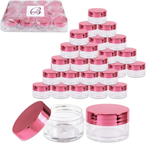 Beauticom 20g/20ml USA Acrylic Round Clear Jars with Lids for Lip Balms, Creams, Make Up, Cosmetics, Samples, Ointments and other Beauty Products (48 Pieces, Rose Gold Lid (Flat Top)) - Image 2