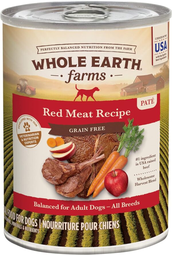 Whole Earth Farms Premium Grain Free And Gluten Free Real Meat Canned Adult Wet Dog Food, Red Meat Recipe - 12.7 OZ Can - Image 2