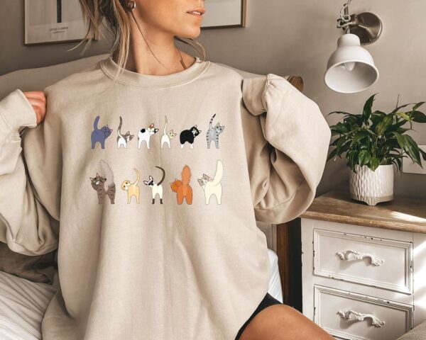 Cat Butt Sweatshirt, Cat Lover Sweater, Cute Cat Lover Sweatshirt, Trendy Cat Shirt, Meow Meow Sweater, Cat Owner Gift Shirt, Cat Lover Tee, Pet Lover Outfit, Funny Cat Gift - Image 5