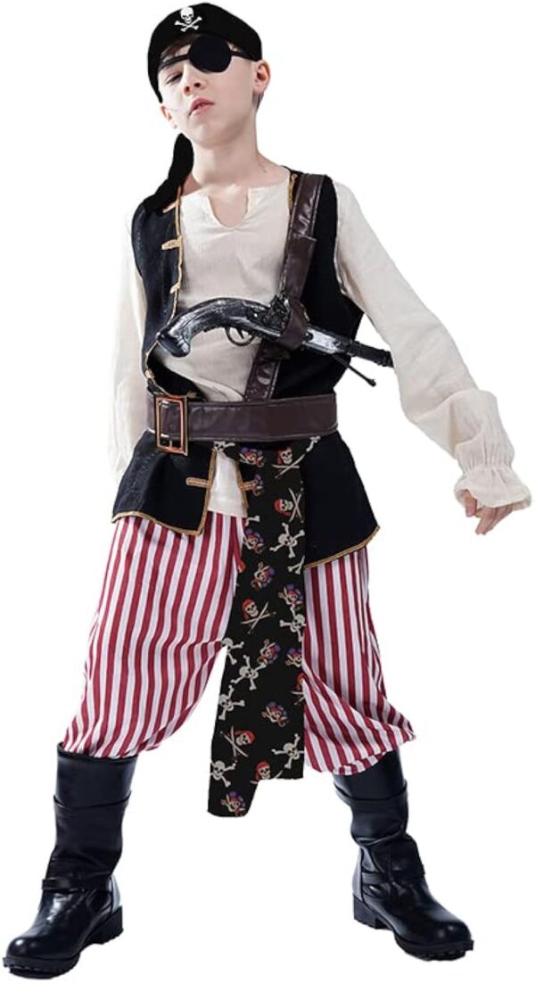 KalcyKizz Boys Pirate Costume for Kids Halloween Cosplay Clothing - Image 5