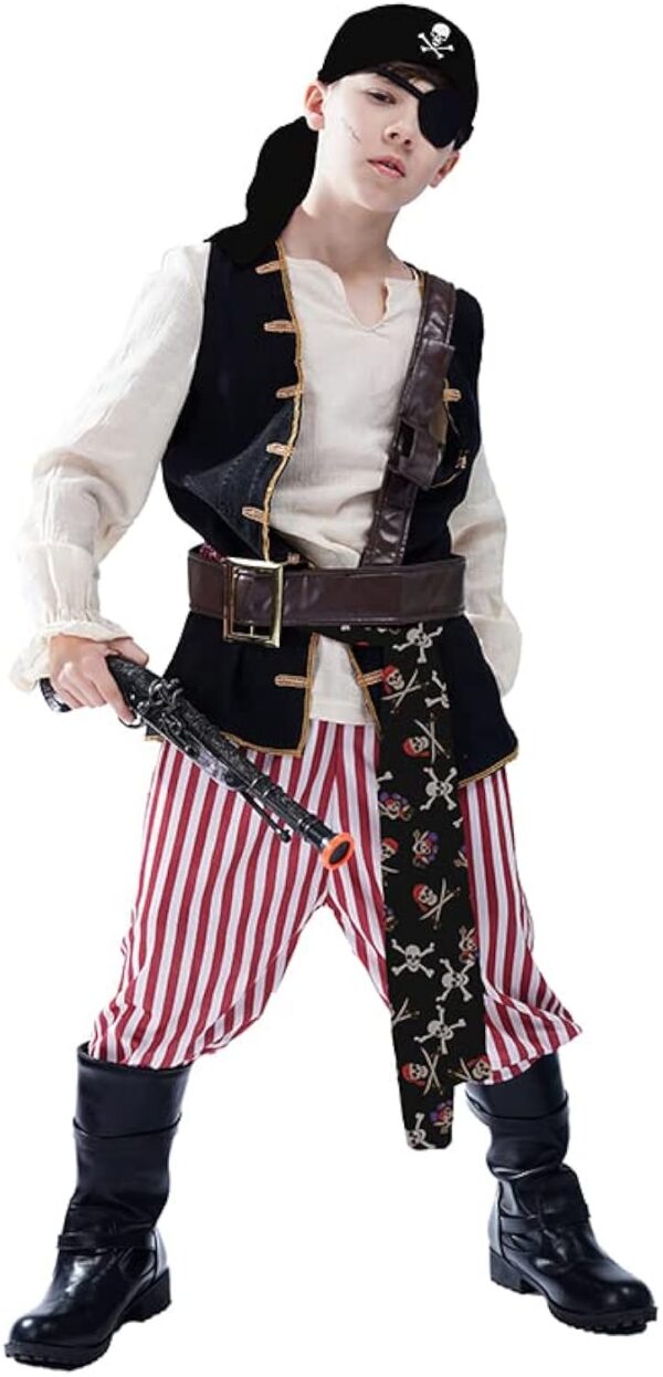 KalcyKizz Boys Pirate Costume for Kids Halloween Cosplay Clothing - Image 6