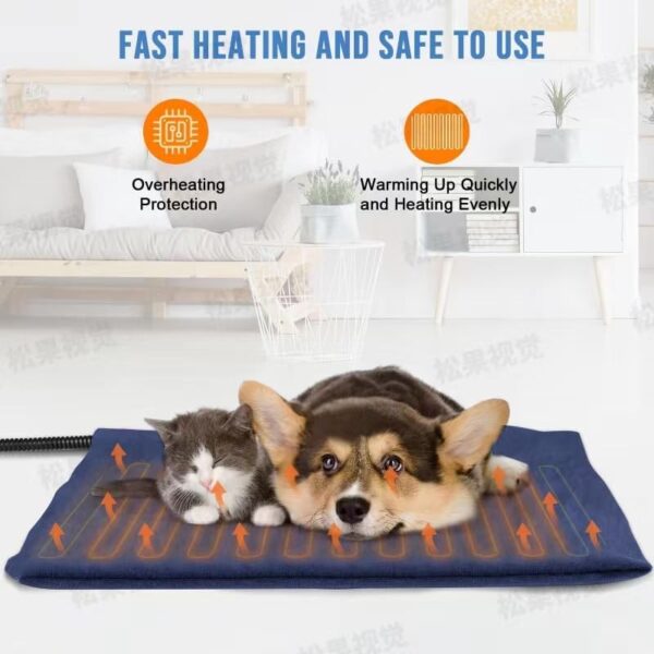 Pet Heating Pad, Dog Cat Heating Pad with 12 Level Timer and 9 Level Temperature, Electric Heating Pad for Dogs Cats Indoor Heated Pet Bed Mat with Chew Resistant Steel Cord (28" X 18") - Image 4