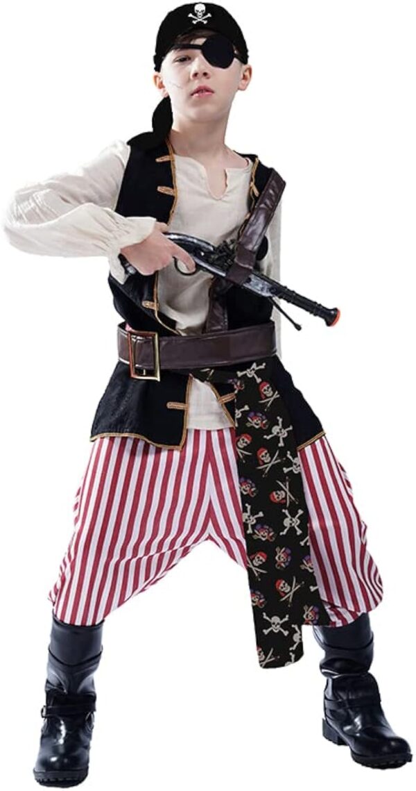 KalcyKizz Boys Pirate Costume for Kids Halloween Cosplay Clothing - Image 4