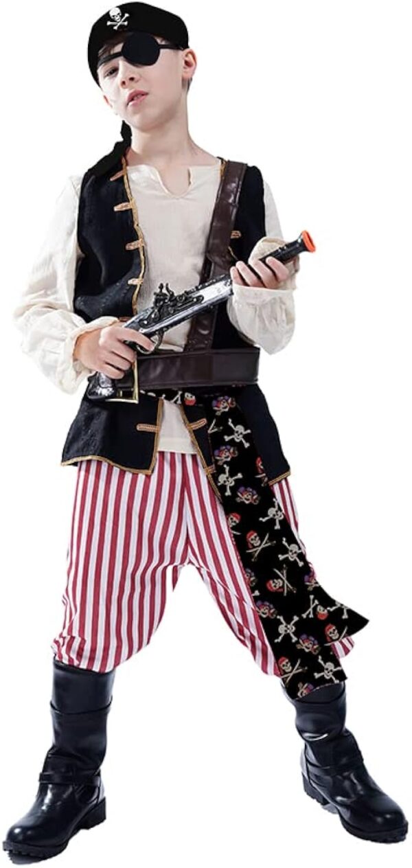 KalcyKizz Boys Pirate Costume for Kids Halloween Cosplay Clothing - Image 2