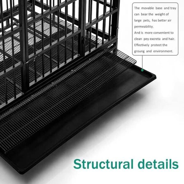 48/38 Inch Heavy Duty Dog Crate Cage Kennel with Wheels, High Anxiety Indestructible, Sturdy Locks Design, Double Door and Removable Tray, Extra Large XL XXL - Image 5