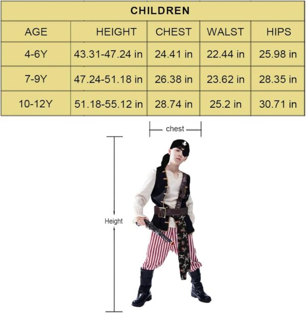 KalcyKizz Boys Pirate Costume for Kids Halloween Cosplay Clothing - Image 8