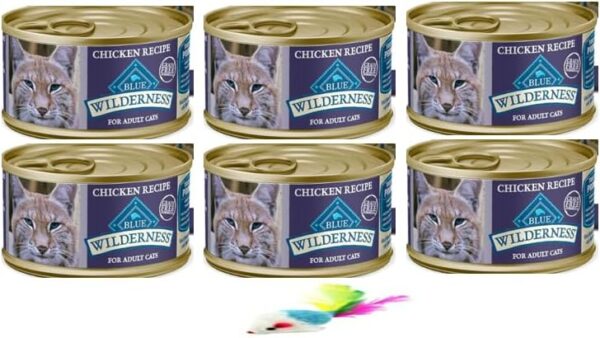 Blu Bufalo Wilderness High Protein Grain Free, Natural Adult Pate Wet Cat Food, Chicken 3-oz cans (Pack of 6 with a Mouse Toy) - Image 2