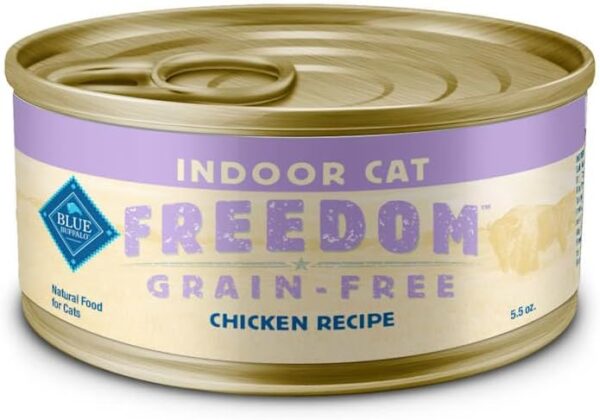 Blue Buffalo Freedom Grain-Free Adult Wet Cat Food, Complete & Balanced Nutrition for Indoor Cats, Made with Natural Ingredients, Chicken Recipe, 5.5-oz. Cans (24 Count) - Image 5